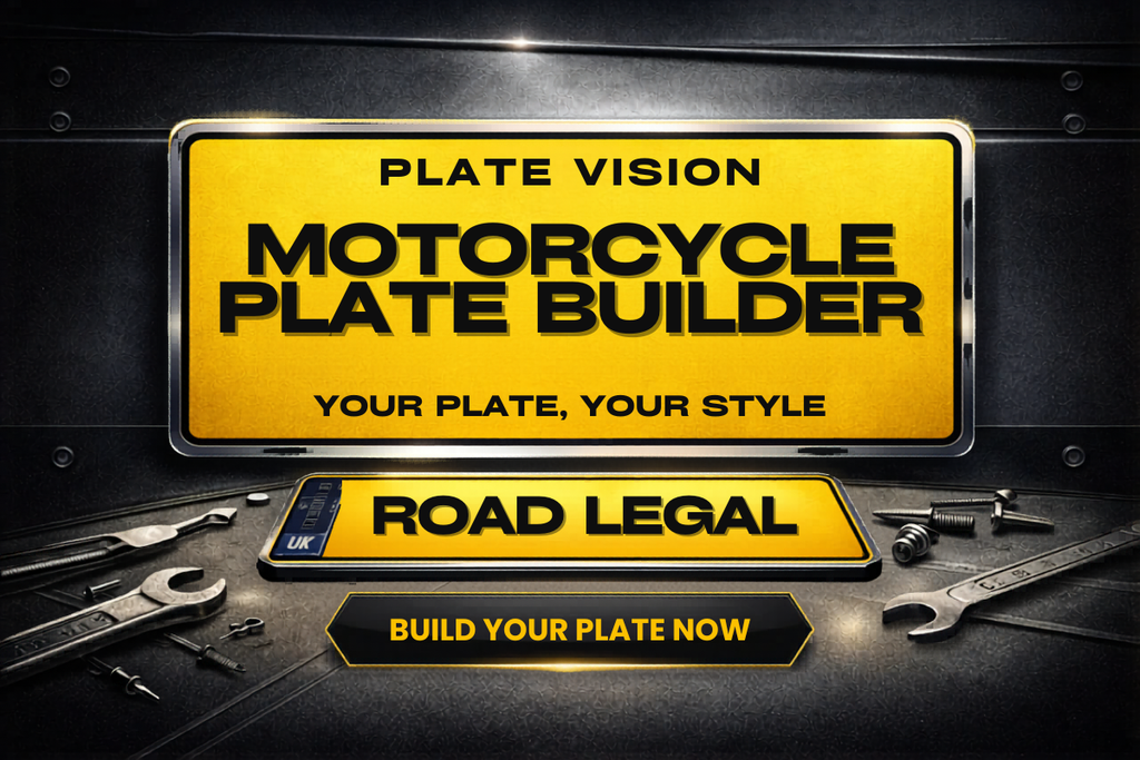 9x7 Motorbike Number Plate UK | Road Legal Motorcycle Plate | Plate Vision