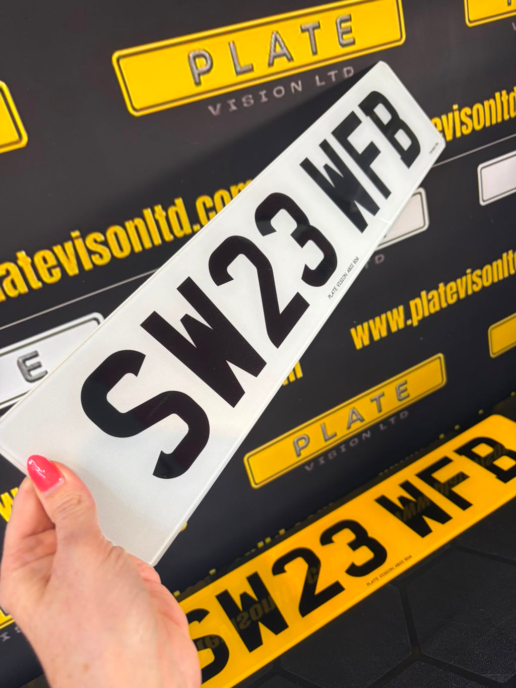 Road Legal Standard Printed Number Plates UK | BS AU 145e Compliant | Plate Vision