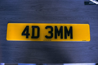 4D 3MM custom number plate UK